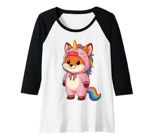 Damen Kawaii Fuchs im Einhorn Kostüm für Mädchen Kinder Einhorn Liebhaber Raglan Damen Kawaii Fuchs im Einhorn Kostüm für Mädchen Kinder Einhorn Liebhaber Raglan von Fox In Unicorn Costume Kawaii Design