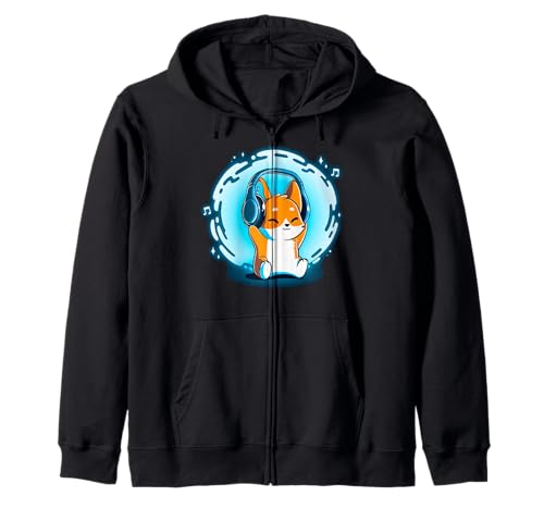 DJ Fox Kopfhörer Musik Grafik für Männer Jungen Frauen Mädchen Kapuzenjacke DJ Fox Kopfhörer Musik Grafik für Männer Jungen Frauen Mädchen Kapuzenjacke von Fox Listening Music Graphic Tees Co.