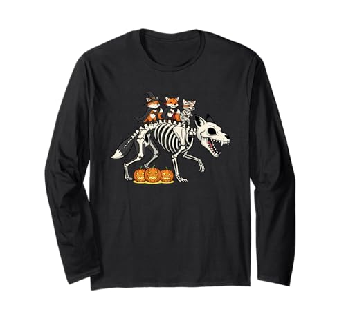 Lustiger Fuchs Skelett Mama Hexe Halloween Kinder Herren Damen Langarmshirt von Fox Lovers Cute Halloween Outfits for Boy Girl