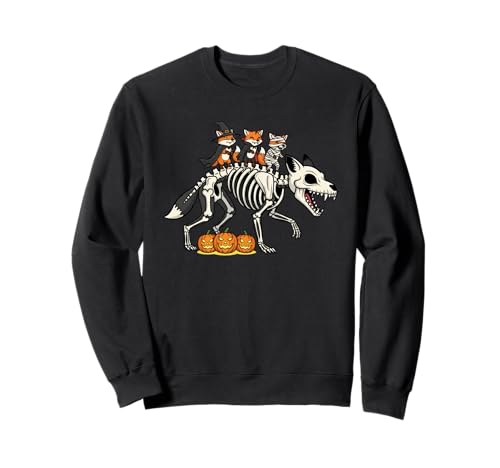 Lustiger Fuchs Skelett Mama Hexe Halloween Kinder Herren Damen Sweatshirt von Fox Lovers Cute Halloween Outfits for Boy Girl