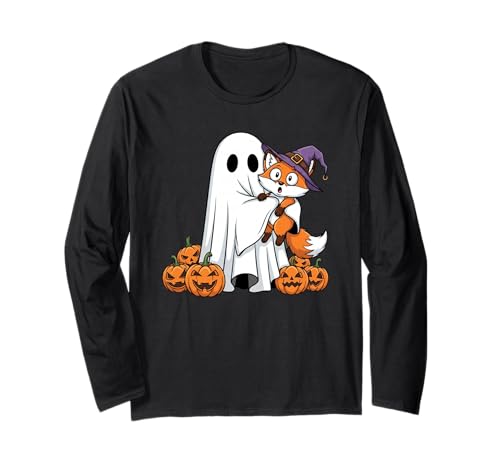 Lustiger Geist Fuchs Kürbis Halloween Kinder Herren Damen Langarmshirt von Fox Lovers Cute Halloween Outfits for Boy Girl