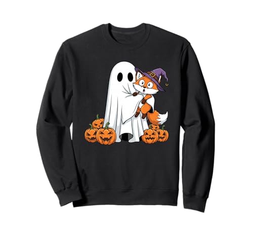 Lustiger Geist Fuchs Kürbis Halloween Kinder Herren Damen Sweatshirt von Fox Lovers Cute Halloween Outfits for Boy Girl