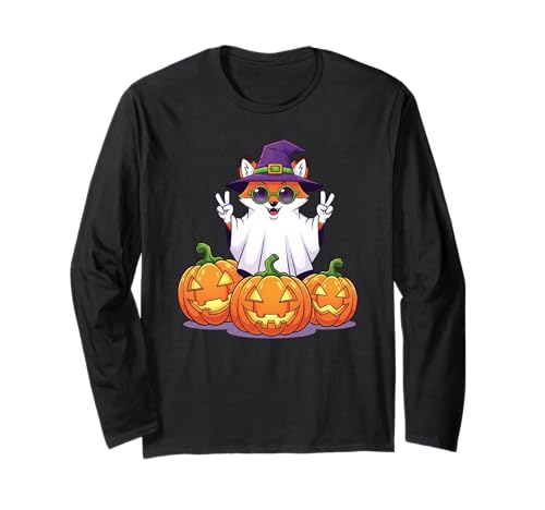Lustiger Fuchs Geist Kürbis Boo Halloween Kinder Herren Damen Langarmshirt Lustiger Fuchs Geist Kürbis Boo Halloween Kinder Herren Damen Langarmshirt von Fox Lovers Halloween Ghost Pumpkin Outfits