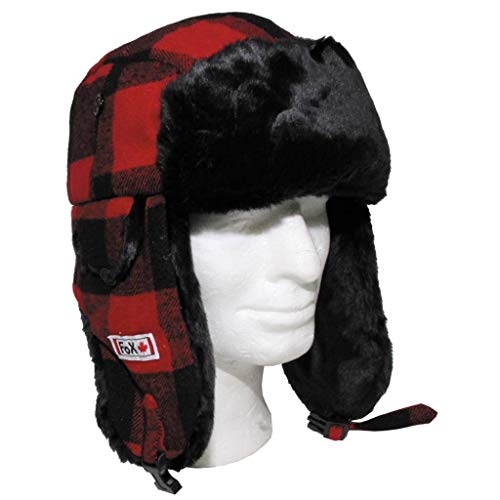 Holzfällermütze mit Fell, rot/schwarz Gr.S S,Rot/Schwarz von Fox Outdoor