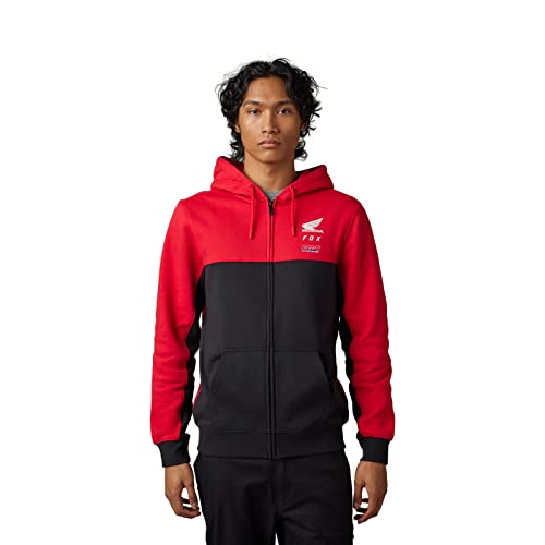 Fox Racing Herren X Zip Fox Honda Fleece-Hoodie mit Reißverschluss, Feuerrot, Medium von Fox Racing