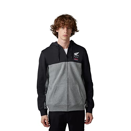 Fox Racing Herren X Zip Fox Honda Fleece-Hoodie mit Reißverschluss, Schwarz, Large von Fox Racing