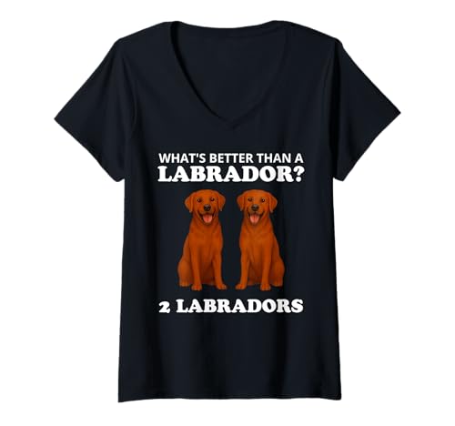 Damen Two Fox Red Labradors Funny Dog Labrador T-Shirt mit V-Ausschnitt Damen Two Fox Red Labradors Funny Dog Labrador T-Shirt mit V-Ausschnitt von Fox Red Labrador Wear