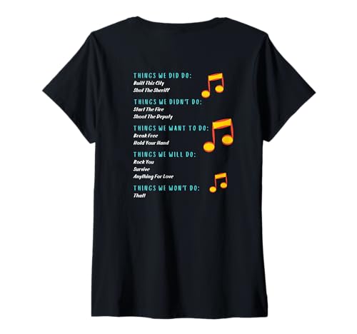 Damen Lustige Musiktexte - Dinge, die wir getan haben - Dinge, die wir Nicht gehört haben T-Shirt mit V-Ausschnitt Damen Lustige Musiktexte - Dinge, die wir getan haben - Dinge, die wir Nicht gehört haben T-Shirt mit V-Ausschnitt von Fox and Toby