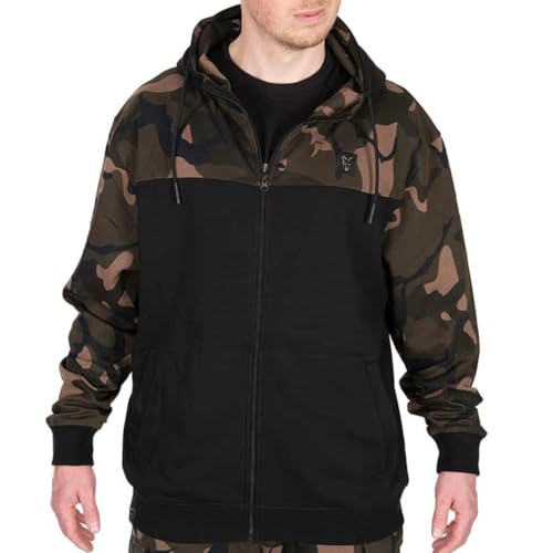 Fox LW BLack/Camo Split Zip Hoody - Angelpullover, Größe:XXXL von Fox