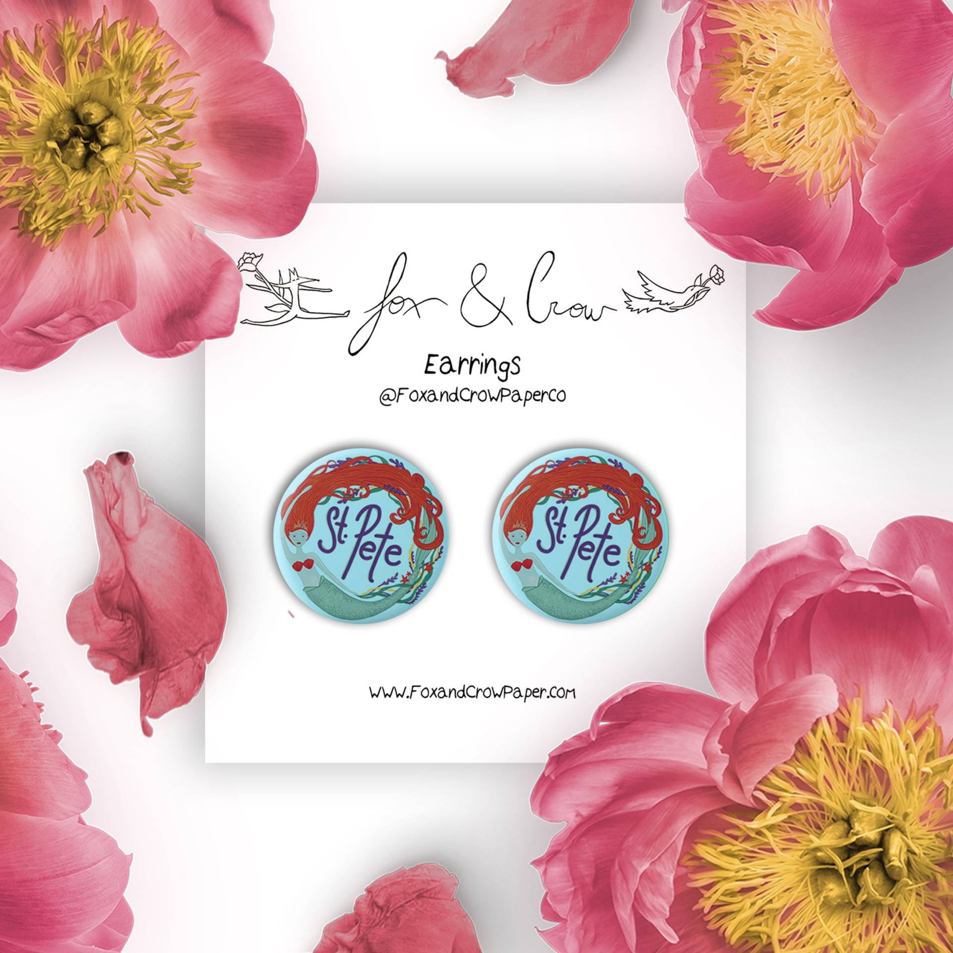 st Pete Florida Ohrringe 1 Inch Ohrstecker Meerjungfrau Schmuck Schöne Petersburg Fl von FoxAndCrowCo