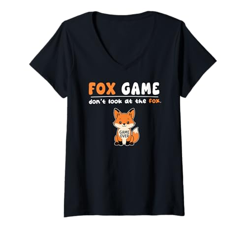 Damen Lustiges Fuchs-Spiel Don't Look Game Over für Jungen Mädchen Kinder T-Shirt mit V-Ausschnitt von FoxAxis1