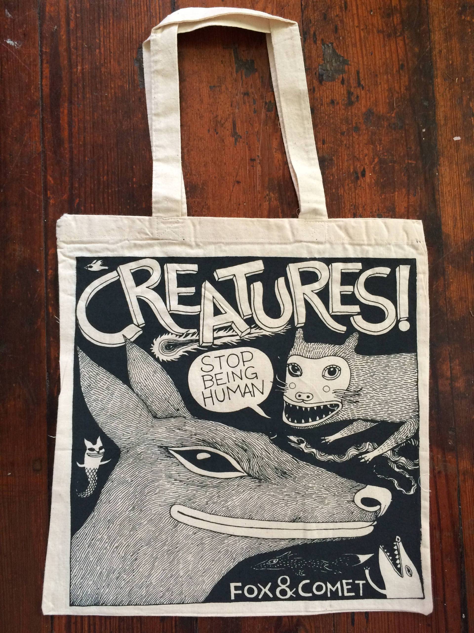 Siebdruck-Einkaufstasche Lustige Kreaturen-Wiederverwendbare Tasche Siebdruck-Einkaufstasche Lustige Kreaturen-Wiederverwendbare Tasche von FoxComet
