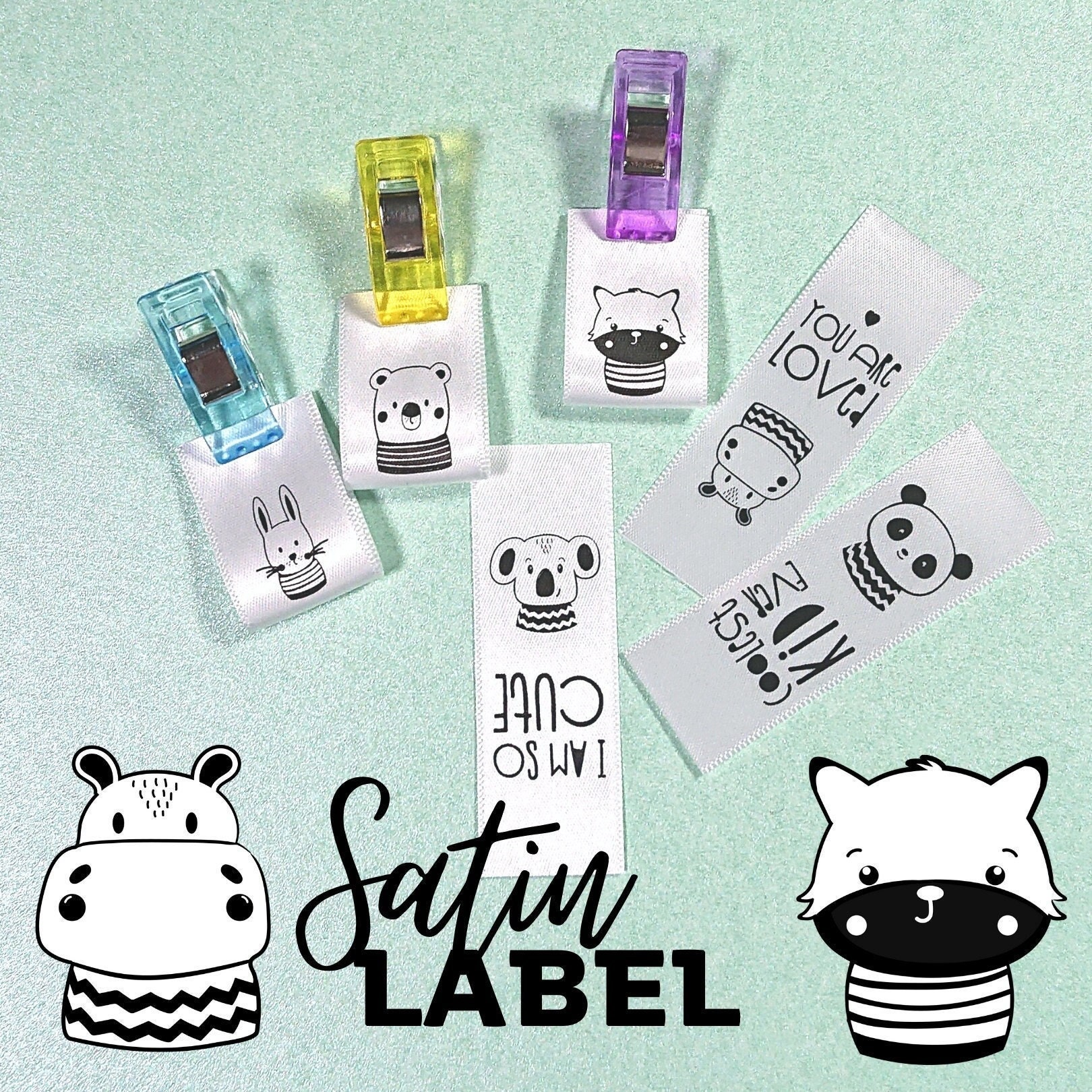 Labels Mit Süßen Motiven Zum Einnähen, Super Weich Aus Premuim Satin, Label Für Selbstgenähtes Labels Mit Süßen Motiven Zum Einnähen, Super Weich Aus Premuim Satin, Label Für Selbstgenähtes von FoxCutsDE
