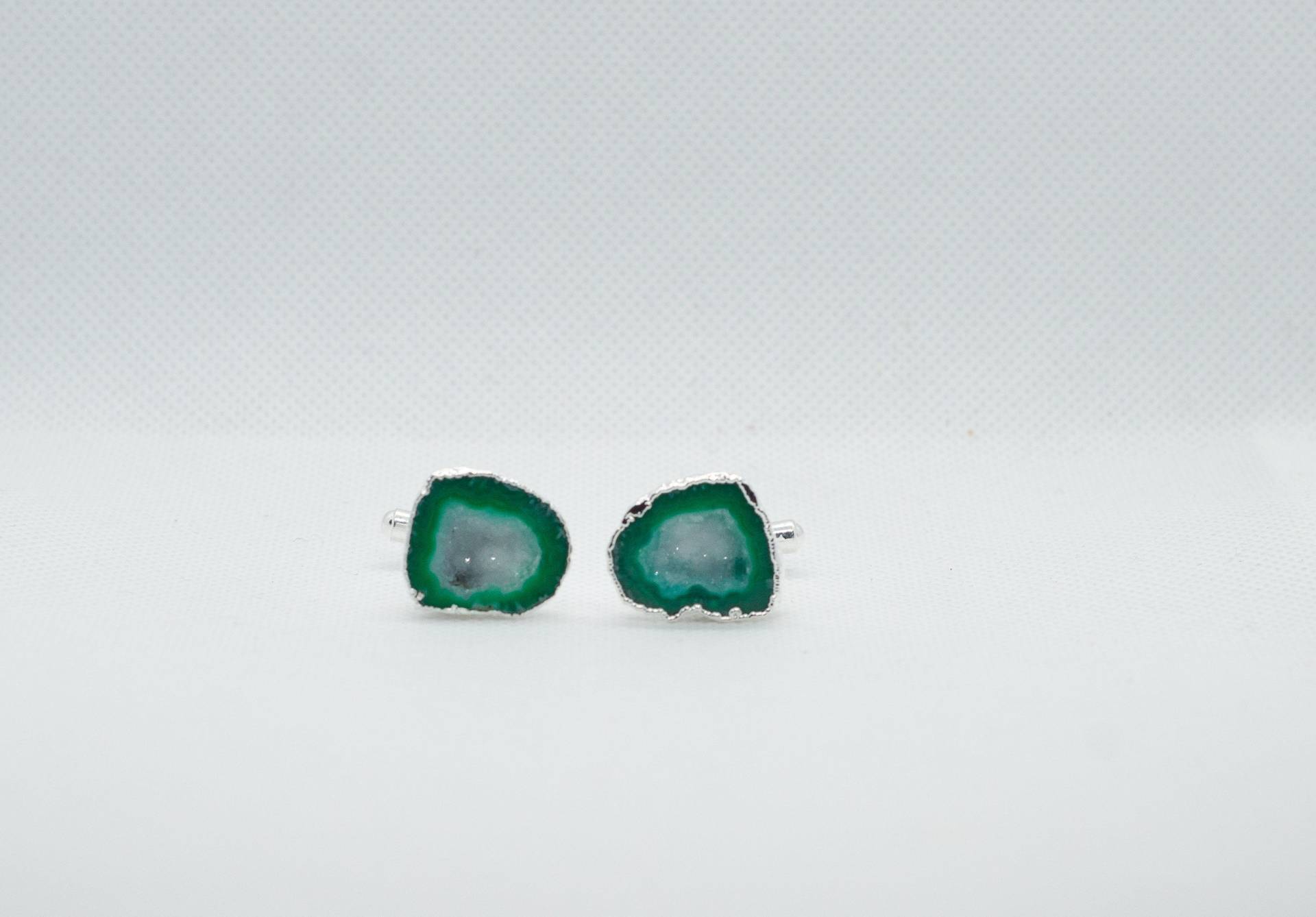 Geode Manschettenknöpfe - Natürliche Grüne Geode, Druzy 24K Vergoldet, Oder Versilberter Manschettenknopf von FoxLinkDesign