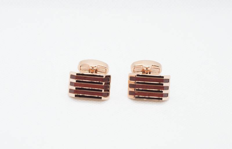 Kirschholz Und Messing Geometrie Luxus Rose Gold Manschettenknöpfe Manschettenknopf von FoxLinkDesign