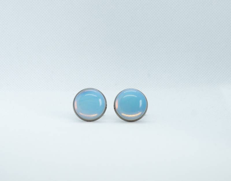 Milchglas Moos Und Koralle Gesprenkelt Blau Gold Sparkle Natürliche Edelstein Manschettenknöpfe von FoxLinkDesign