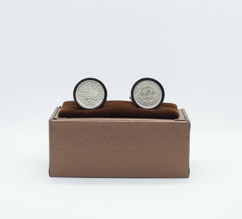 Münz-Manschettenknöpfe-Polen 10 Groszy Nickel Cent von FoxLinkDesign