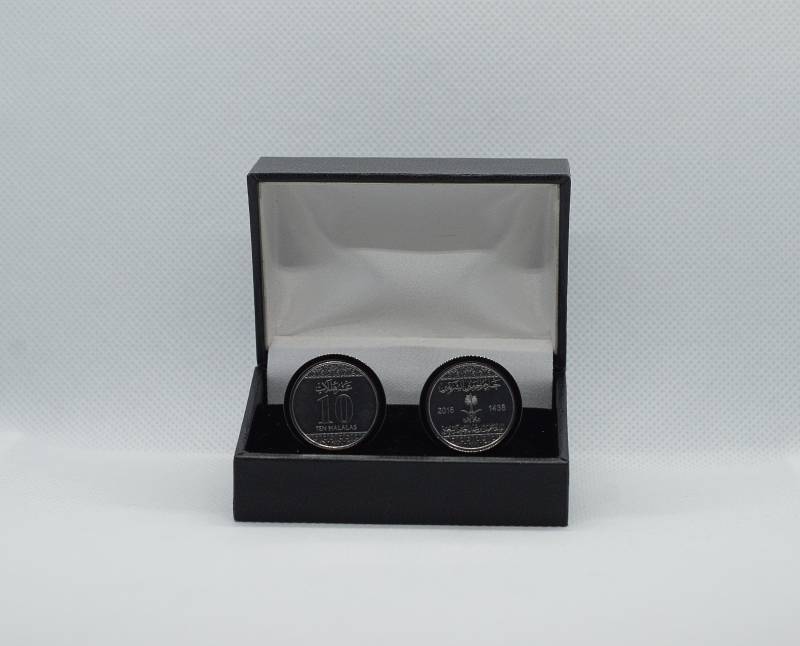 Münz-Manschettenknöpfe - Saudi Arabien 10 Halalas Salman Münze, Wahlweise in Gold Oder Gunmetal | Edelstahl von FoxLinkDesign