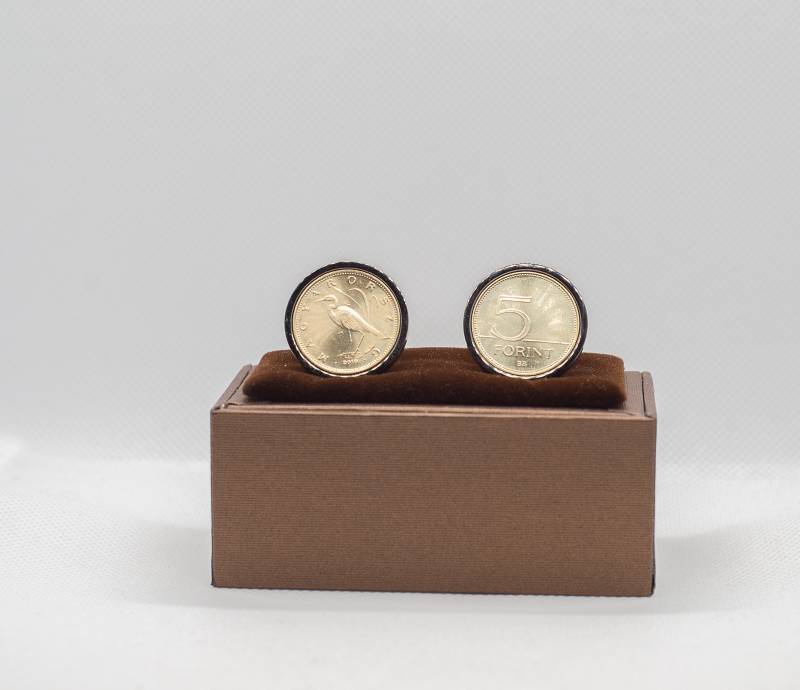 Münz-Manschettenknöpfe-Ungarn 5 Forint Münze, Wahl Aus Silber Oder Gunmetal Farbigen Rückseiten | Edelstahl von FoxLinkDesign