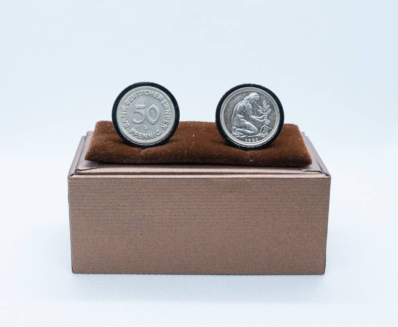 Münz-Manschettenknopf - 50 Pfenning Manschettenknopf, Geschenk Für Bräutigam, Trauzeugen von FoxLinkDesign