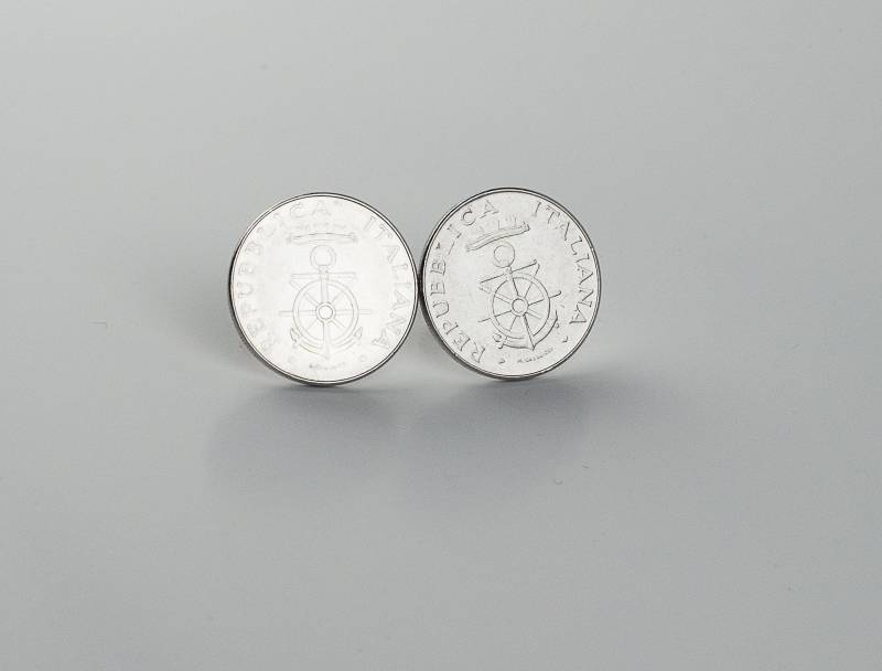 Münze Manschettenknöpfe - Italien, 100 Lire Naval Academy Manschettenknopf, Marine Geschenk, Idee Für Ehemann, Geschenk Opa, Sohn von FoxLinkDesign