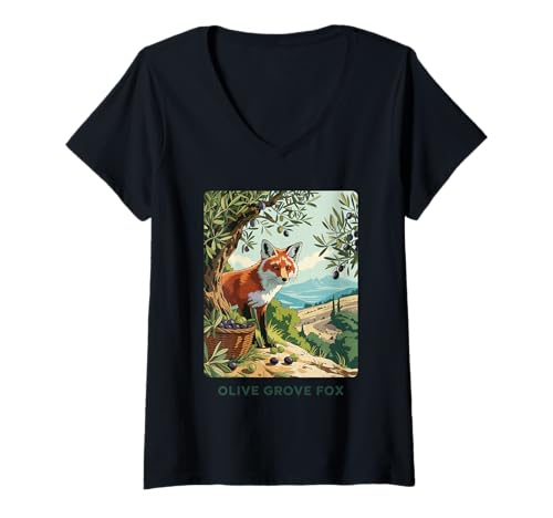 Damen Fox Olive Grove Countryside Hills Naturkorb Obst T-Shirt mit V-Ausschnitt Damen Fox Olive Grove Countryside Hills Naturkorb Obst T-Shirt mit V-Ausschnitt von FoxOlive