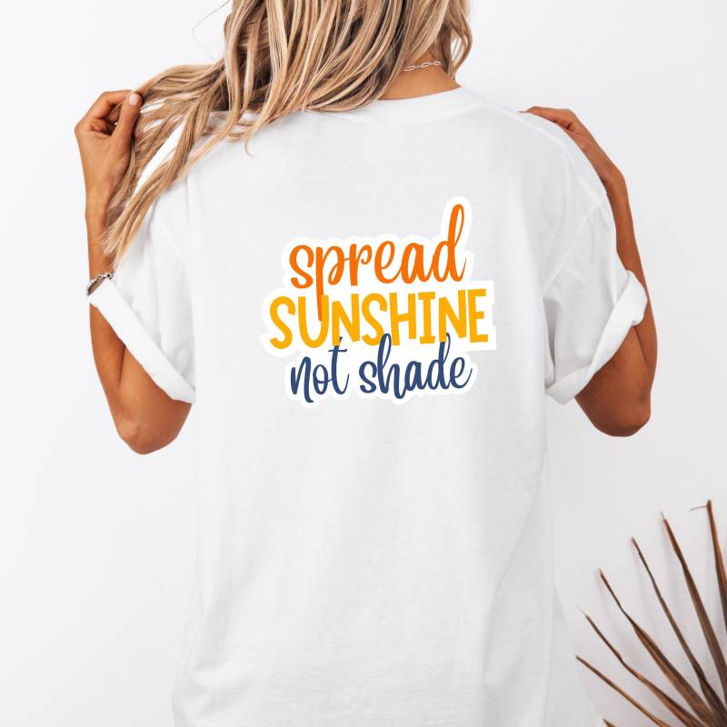 Foxwits Shirt Spread Sunshine Not Shade Backprint T-Shirt Weiß Bella Canvas 3001 Unisex Positiv Sommer Statement Geschenk Freunde Foxwits Shirt Spread Sunshine Not Shade Backprint T-Shirt Weiß Bella Canvas 3001 Unisex Positiv Sommer Statement Geschenk Freunde von FoxWits