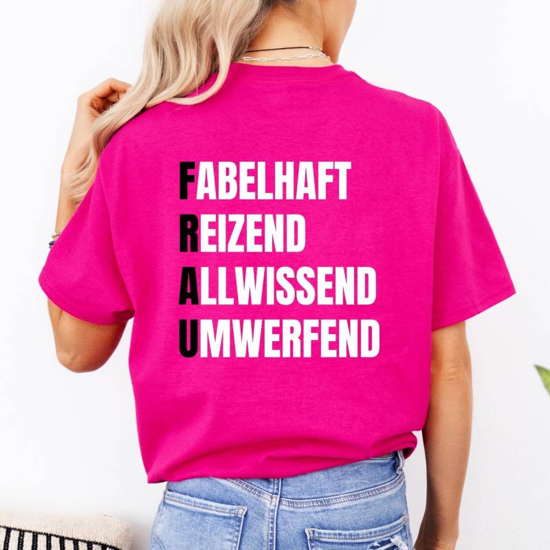 Foxwits Shirt Frau Rückenprint Pink Weiß Schwarz Gildan 5000 Statement Mit Spruch Für Frauen von FoxWits