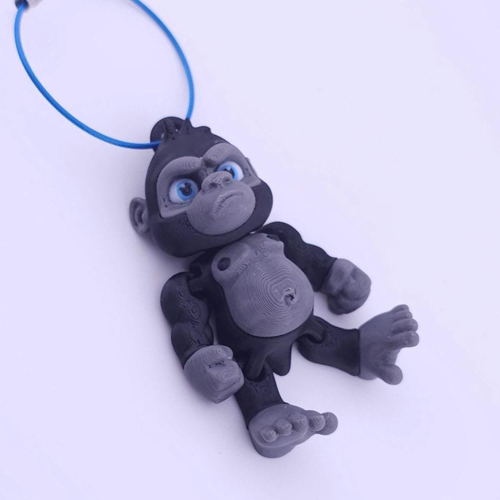 Gorilla Schlüsselanhänger 3D Druck - Süßer 8 cm Aus Pla Mit Buntem Stahlseil | Handgemachtes Tier Geschenk Niedlicher Anhänger von FoxandFrogDesign