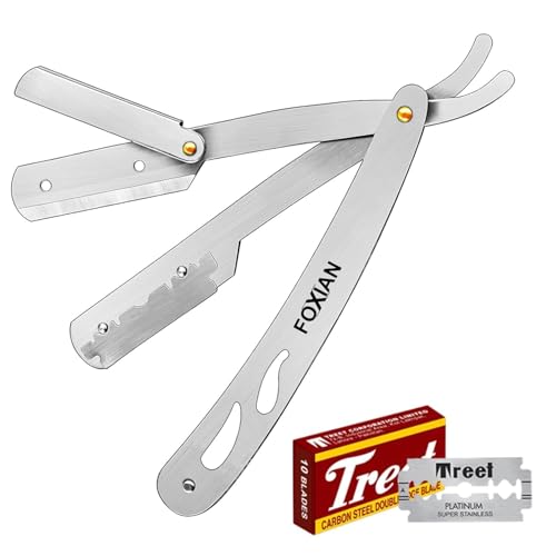 Foxian Gerades Rasiermesser Hochwertiges Bartmesser aus rostfreiem Stahl mit extra scharfen Klingen Barbier Rasiermesser für die präzise Nassrasur des Bartes Foxian Gerades Rasiermesser Hochwertiges Bartmesser aus rostfreiem Stahl mit extra scharfen Klingen Barbier Rasiermesser für die präzise Nassrasur des Bartes von Foxian