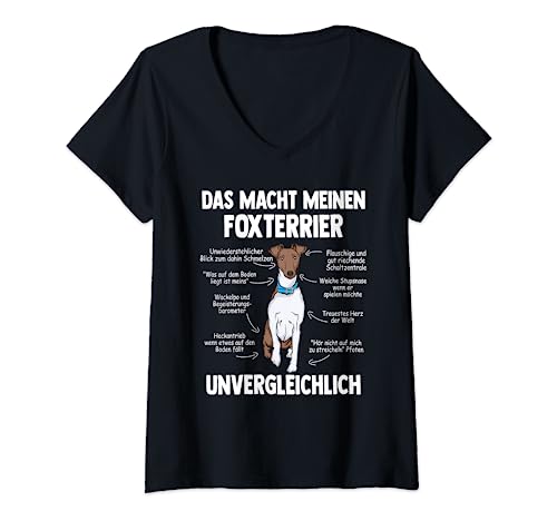 Damen Anatomie eines Glatthaar Foxterrier T-Shirt mit V-Ausschnitt Damen Anatomie eines Glatthaar Foxterrier T-Shirt mit V-Ausschnitt von Foxterrier Glatthaar Geschenke Hunde