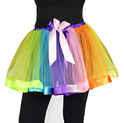 Deluxe Petticoat Tutu rot blau grün gelb Regenbogen Erwachsene Fasching Ballett Rock Tanz Party von Foxxeo