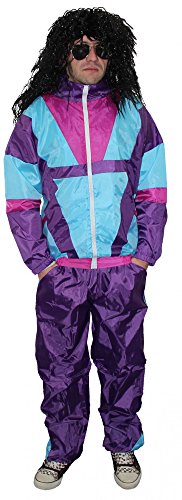 Foxxeo 80er Jahre Kostüm für Herren 80s Kleidung Trainingsanzug Herrenkostüm Assianzug Assi Größe XL von Foxxeo