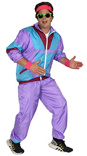 Foxxeo 80er Jahre Kostüm für Herren Trainingsanzug Fasching Karneval Motto-Party, Größe:S von Foxxeo