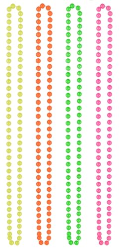 Foxxeo 80er Jahre Neon Perlenketten - 4er Set - pink gelb grün orange - Accessoires Schmuck Kette zum Bad Taste Kostüm von Foxxeo