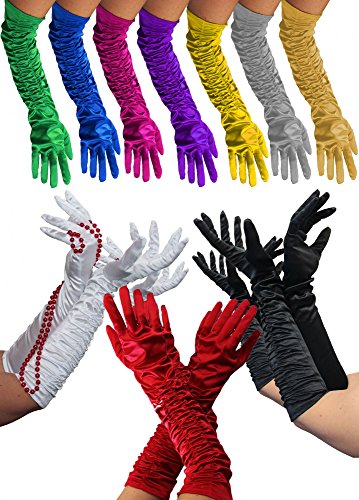 Foxxeo Deluxe Handschuhe lang lila glänzend lange Handschuh Kostüm von Foxxeo