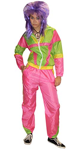 Foxxeo Pinkes 80er Jahre Trainingsanzug Kostüm für Damen - Größe S-XXL - Fasching Karneval Bad Taste Motto Party - Größe M von Foxxeo