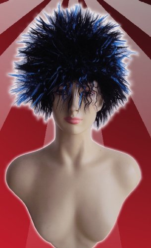 Schwarz Blaue Stachelperücke Perücke Stacheln Igelperücke Igel Technoperücke von Foxxeo