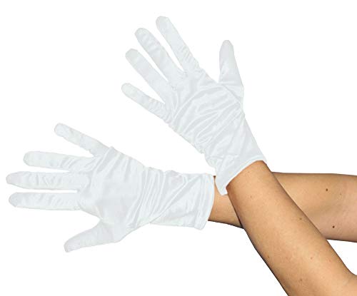 Foxxeo kurze glänzende weiße Handschuhe 20er Jahre Damen Fasching Kostüm von Foxxeo