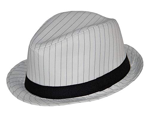Foxxeo weißer 20er Jahre Nadelstreifen Hut Größe 58 von Foxxeo