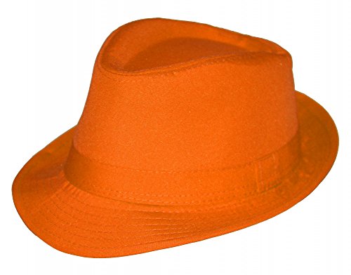 Sommer Fedora Hut Panama Strand Gangster Party Farbe orange von Foxxeo