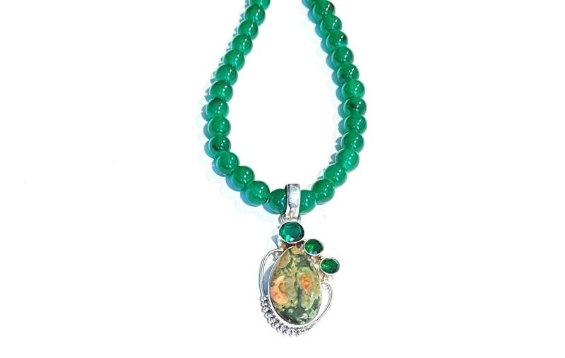 Anhänger Mit Chromdiopsid Und Jaspis, Sterlingsilber, Glasperlenschmuck Anhänger Mit Chromdiopsid Und Jaspis, Sterlingsilber, Glasperlenschmuck von FoxyBeading