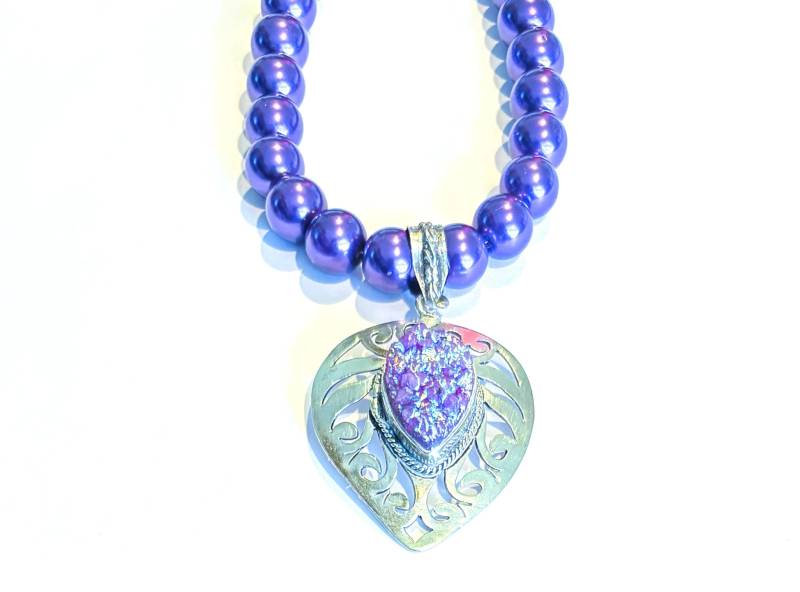Druzy Titan Lila Sterling Silber Anhänger Halskette Glasperle Perlenschmuck Druzy Titan Lila Sterling Silber Anhänger Halskette Glasperle Perlenschmuck von FoxyBeading