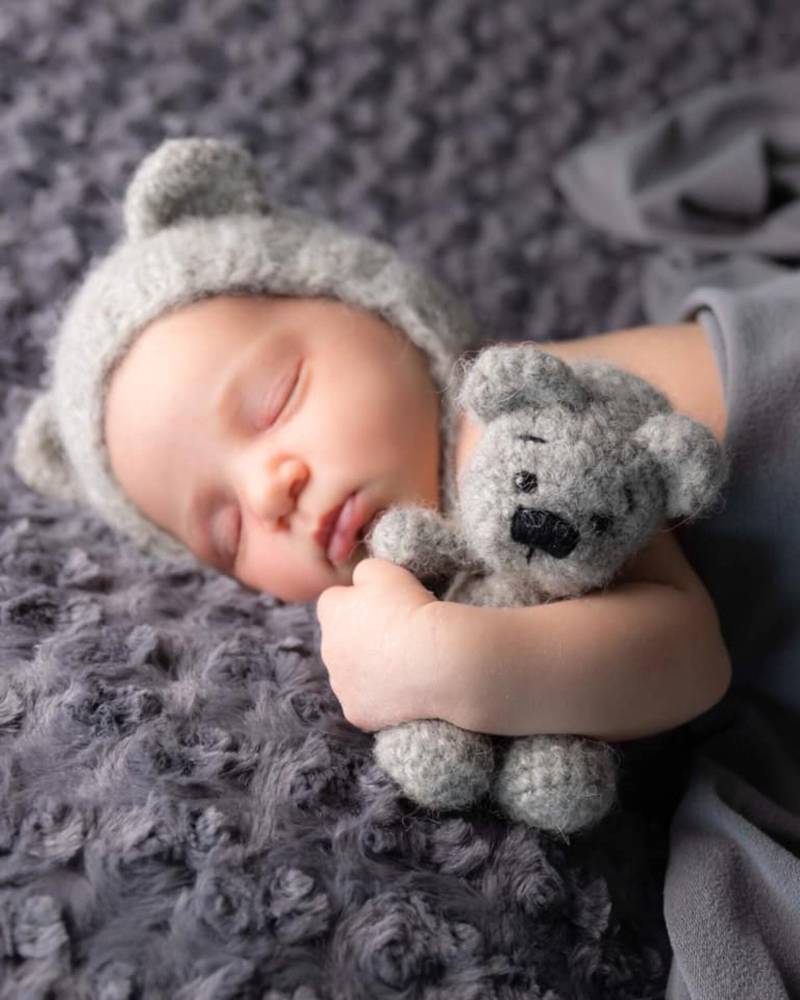 Flauschige Baby Mütze Gestrickt Bärchenmütze Animal Bonnet Opt. Mit Kuscheltier Teddy Bär Gehäkelt Klein Newborn Props Babyfotografie von FoxyShopNewbornProps