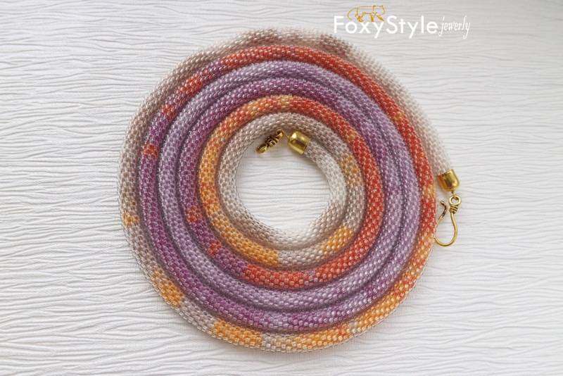Lange Halskette Layered Und Mehrstrang 30. Geburtstag Geschenk Perlen Seil Orange Lila Lange Halskette Layered Und Mehrstrang 30. Geburtstag Geschenk Perlen Seil Orange Lila von FoxyStyleJewelry