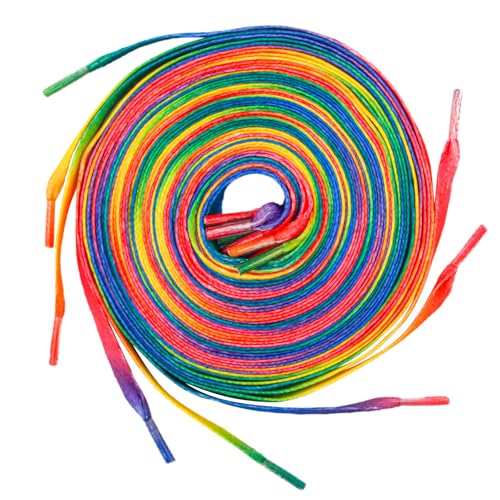 Foyods 4 Paar Bunte Schnürsenkel,Extrem Reißfest,8 mm breite Neon Flach Schuhband,Bunt Shoe Laces,Pride Rainbow Schuhbänder,Shoelaces bunt für Damen Herren Kinder Sportschuhe Turnschuhe von Foyods