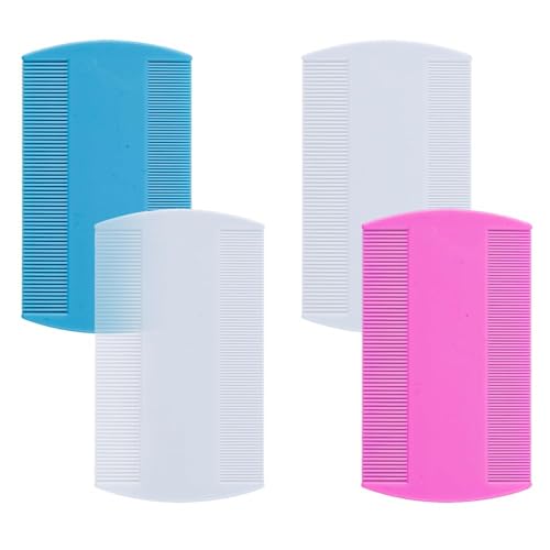 4 Stück Doppelseitige Läusekamm,Plastik Nissenkamm extra fein kinder,Haustierkamm,Langlebige Nissenkämme Läuse Feinzahniger Kopflauskamm,für Haustiere,Kinder und Erwachsene(3 Farben) von Foyods