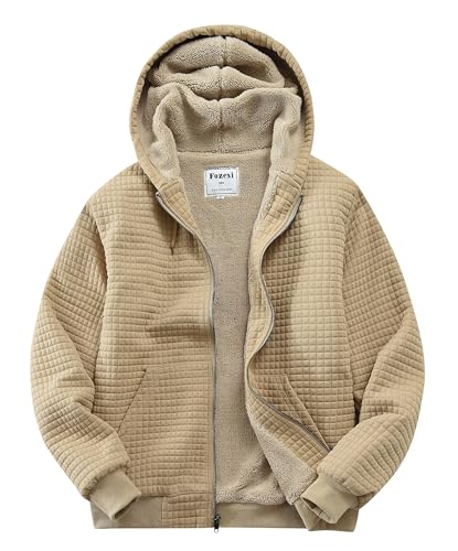Fozexi Herren Fleece Heavy Weight Full Zip Hoodie Sweatshirt Jacke mit Kapuze für Herren, Khaki, Medium Fozexi Herren Fleece Heavy Weight Full Zip Hoodie Sweatshirt Jacke mit Kapuze für Herren, Khaki, Medium von Fozexi