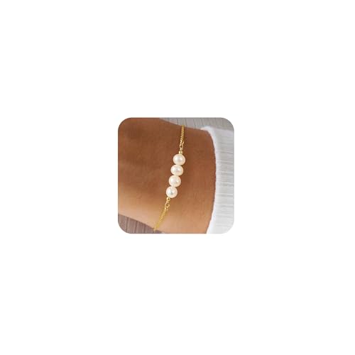 Fozira Goldfarbene Perlenarmbänder für Frauen, zierliche natürliche Perlenarmbänder für Frauen, verschiebbare verstellbare Kastenkettenarmbänder für Frauen, Brautjungfer, Hochzeitsgeschenke, Medium Fozira Goldfarbene Perlenarmbänder für Frauen, zierliche natürliche Perlenarmbänder für Frauen, verschiebbare verstellbare Kastenkettenarmbänder für Frauen, Brautjungfer, Hochzeitsgeschenke, Medium von Fozira