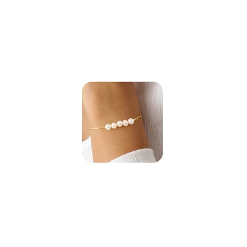 Fozira Goldfarbene Perlenarmbänder für Frauen, zierliche natürliche Perlenarmbänder für Frauen, verschiebbare verstellbare Kastenkettenarmbänder für Frauen, Brautjungfer, Hochzeitsgeschenke, Medium Fozira Goldfarbene Perlenarmbänder für Frauen, zierliche natürliche Perlenarmbänder für Frauen, verschiebbare verstellbare Kastenkettenarmbänder für Frauen, Brautjungfer, Hochzeitsgeschenke, Medium von Fozira